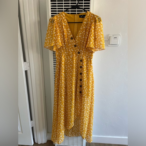 Lulus After Bloom Delight Golden Floral Midi Dress - Picture 5 of 9